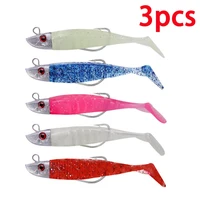 3 pcs 8cm8 5g soft baits fishing lures pencil lure lead head crank hook t tail bionic fake bait to bait softworm pack lead fish