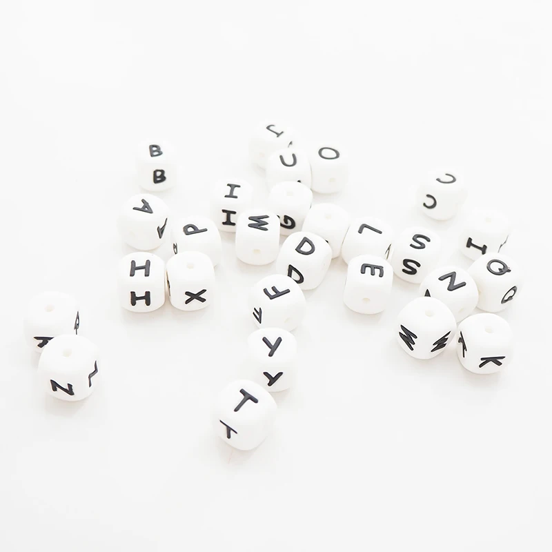 Chenkai-Cuentas de letras de silicona para dentici&oacute;n de beb&eacute;, mordedor artesanal, accesorios sensoriales de juguete, alfabeto, 12mm, 20 Uds.-3