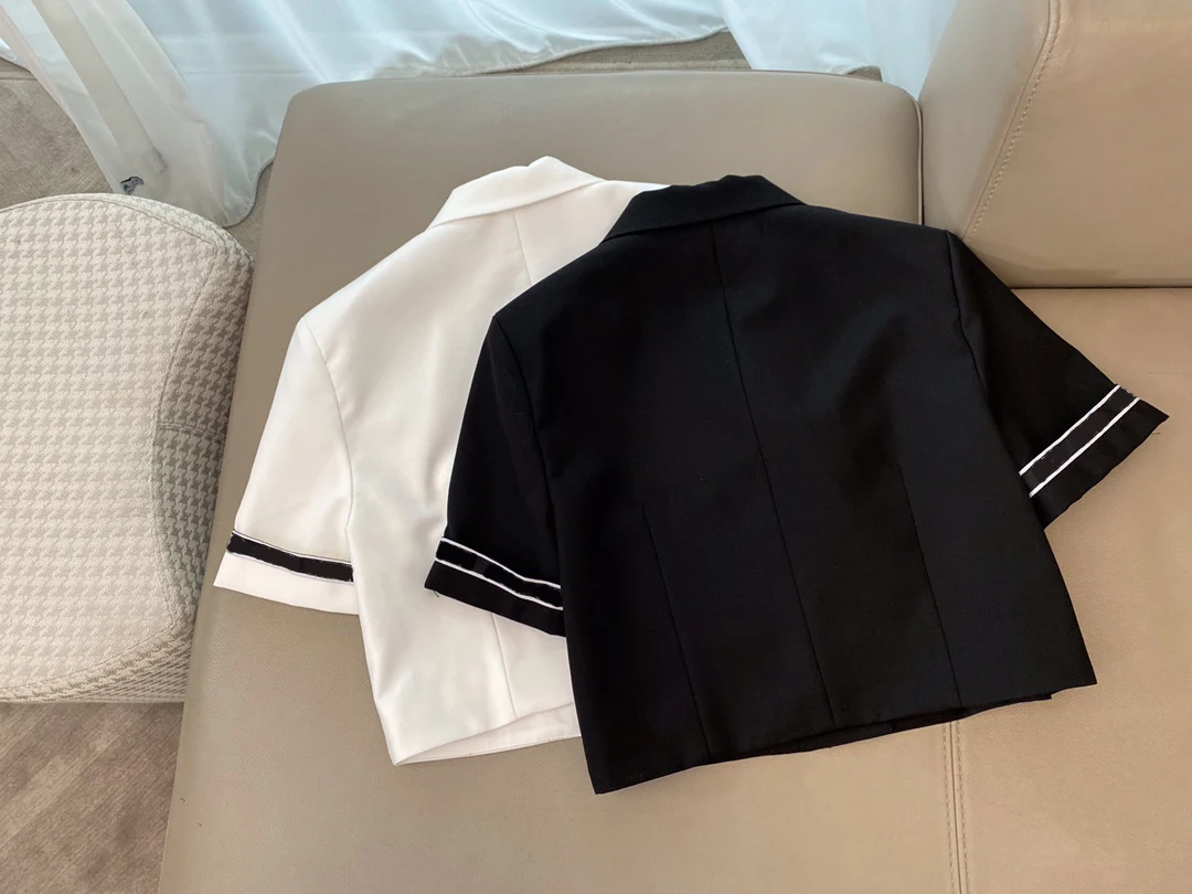 2021 Summer Luxury 2 Pieces Skirt Set Women High-end Design Solid Short Sleeve Coat + Elastic Waist Mini Skirt Casual Short Sets