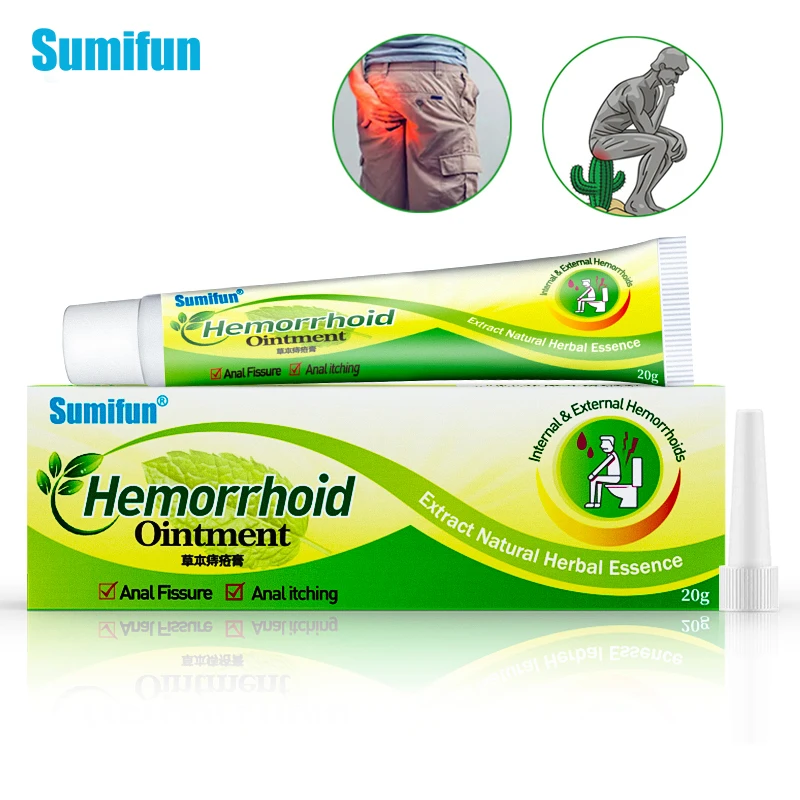 

1box Sumifun Mint Herbs Hemorrhoids Ointment Internal and External Anal Fissure Cream Pain Reliving Chinese Medical Plasters