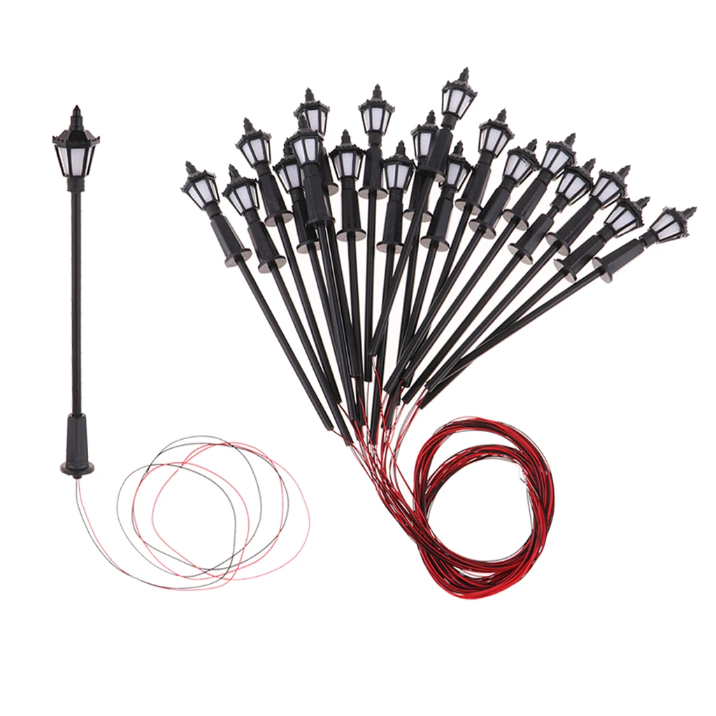 

Lot of 20pcs Miniature LED Street Lamps Street Lamp Accessories for Model Railway Layout