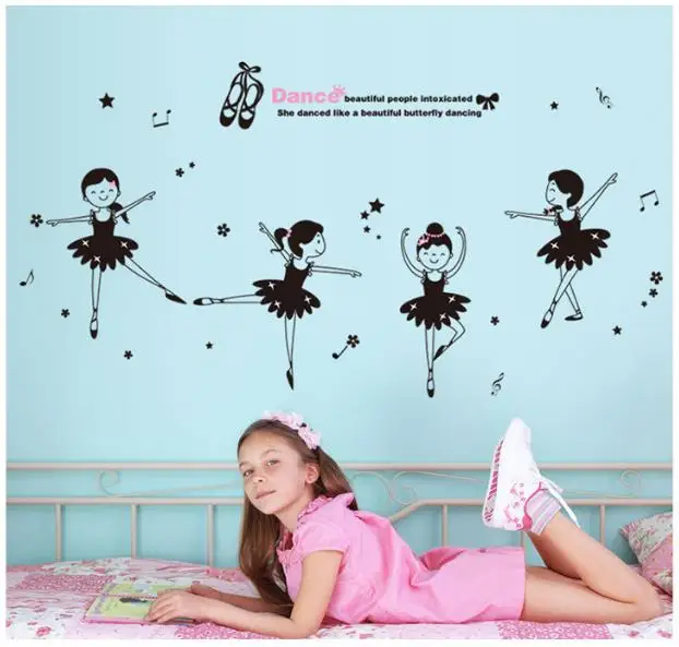 

Ballet Dancer Girl Wall Stickers DIY Flowers Plants Wall Decals for Kids Room Baby Bedroom House Decoration Room Decoration