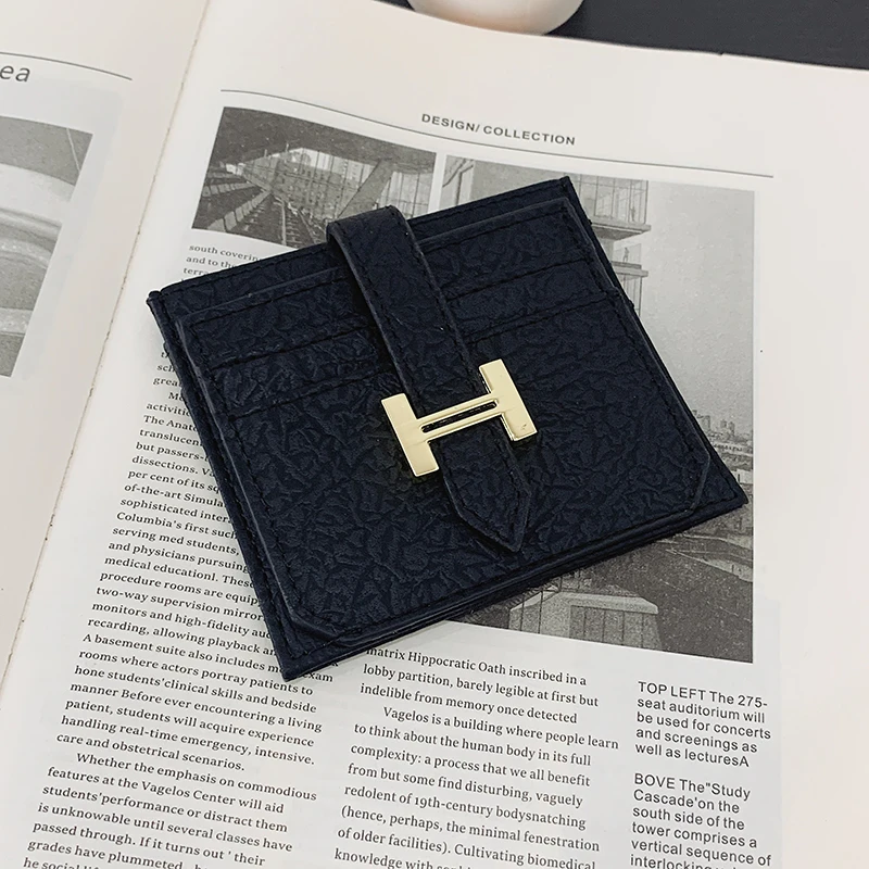 

с доставкой Women's Pu Leather Card Holder Wallets Women Brand Metal Buckle Trifold Leather Mini Wallet Small Money Bag Purses