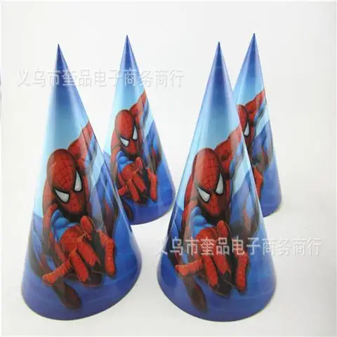 Hats-6pcs "Человек-паук" 1st День рождения поставки праздничные украшения: воздушные шары пользу с принтом Человека-паука скатерть детский душ Декор посуда для маленьких мальчиков - Цвет: Hats-6pcs