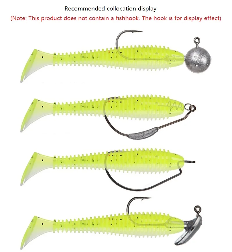 5-10pcs/lot Soft Fishing Lure 50mm/0.9g Double Color Spiral T tail Silicone baits Jig Wobbler Worm Pesca Bait | Спорт и развлечения