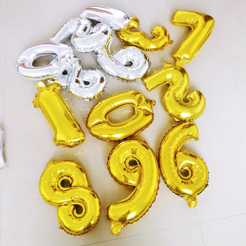 1 шт. 16 дюймов золотые серебристые с цифрами фольгированные шары украшения для