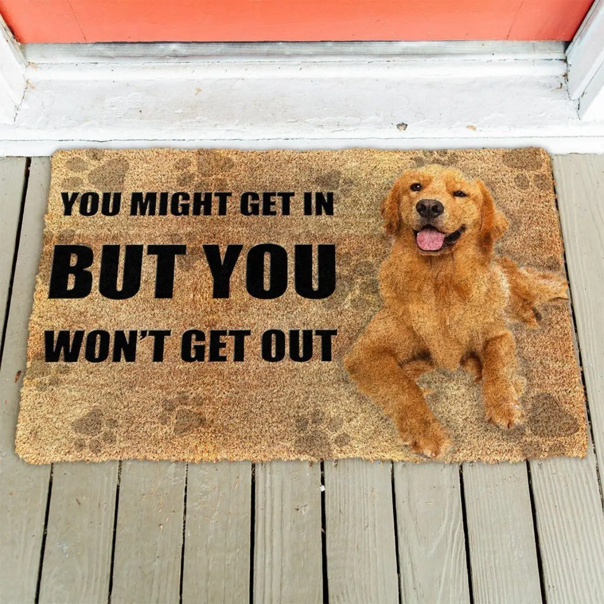 

3D Printed Golden Retriever Doormat Dogs Rule You Might Get In Flannel Non Slip DIY Door Floor Mats Decor Porch House Indoor Rug