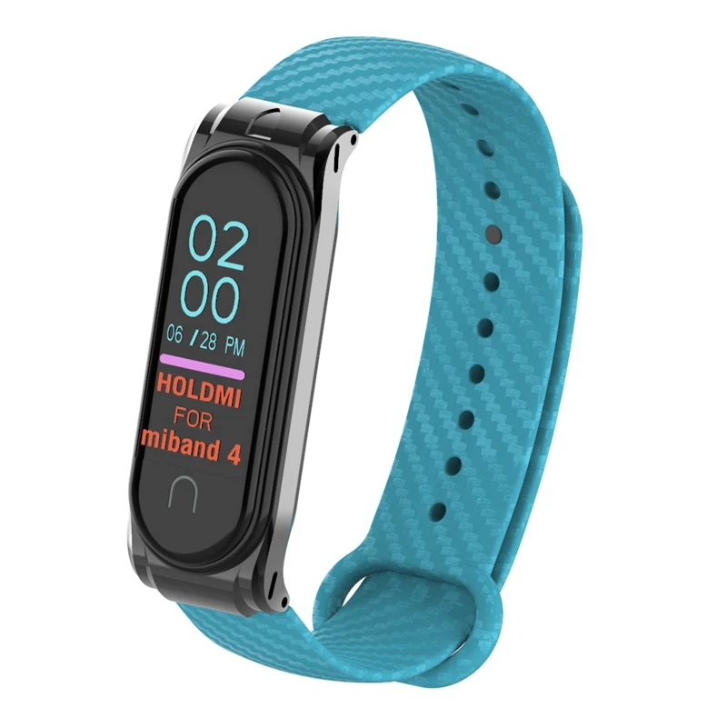 OLLIVAN mi Band 4 ремешок из кремния и углеродного волокна для Xiaomi mi Band 4 ремешок с металлической рамкой чехол-браслет mi band 4 Correa черный розовый