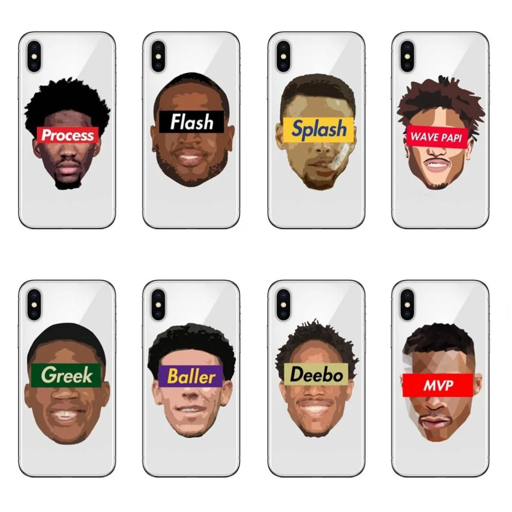 Милый модный чехол с изображением игроков NBA для iphone 6S 7 8 plus X XR MAX 5S SE прозрачный