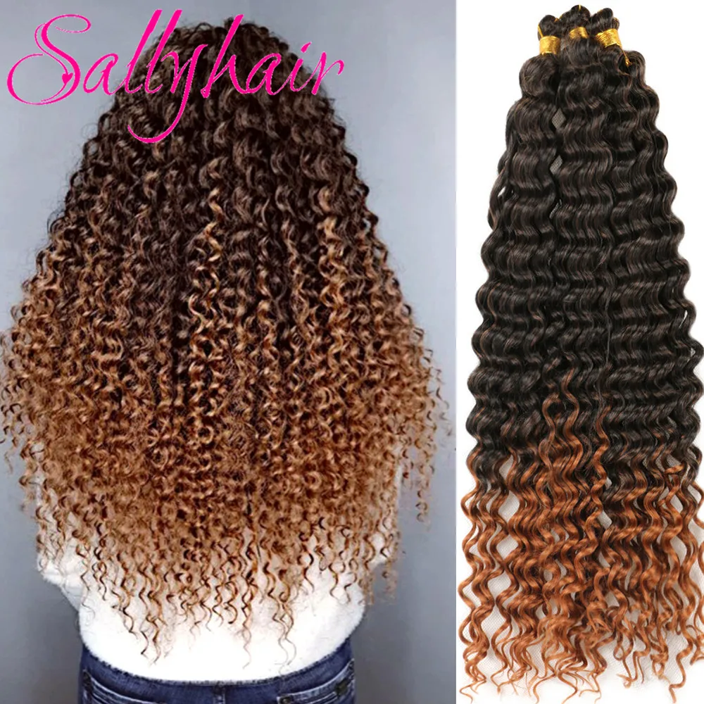 Фото Sallyhair, 20 дюймов, 100 грамм, длинные волнистые волосы, натуральные водные волнистые искусственные волосы, афро-вьющиеся волосы для наращивания ... №2