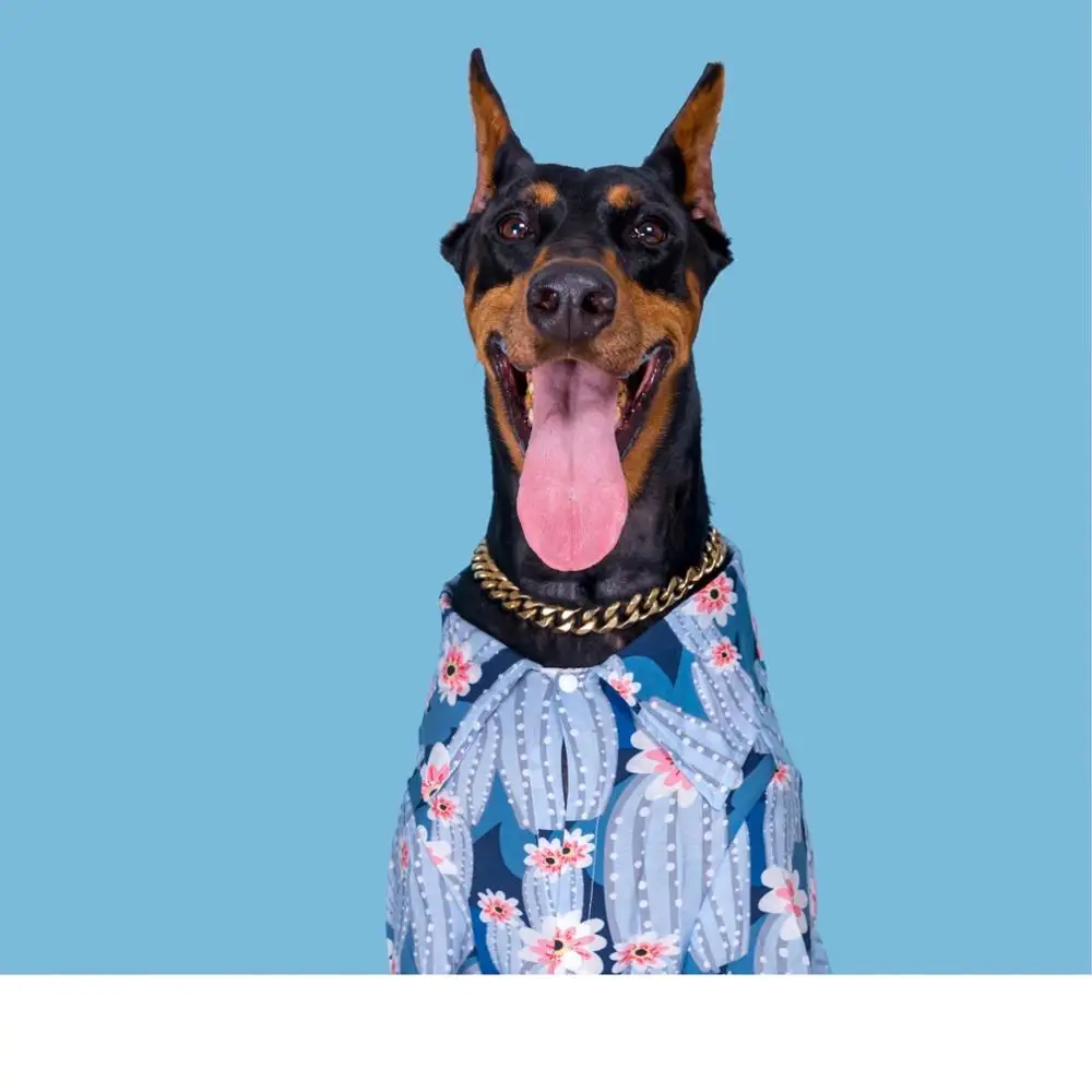 Модная летняя рубашка с цветочным принтом для маленьких средних и больших собак