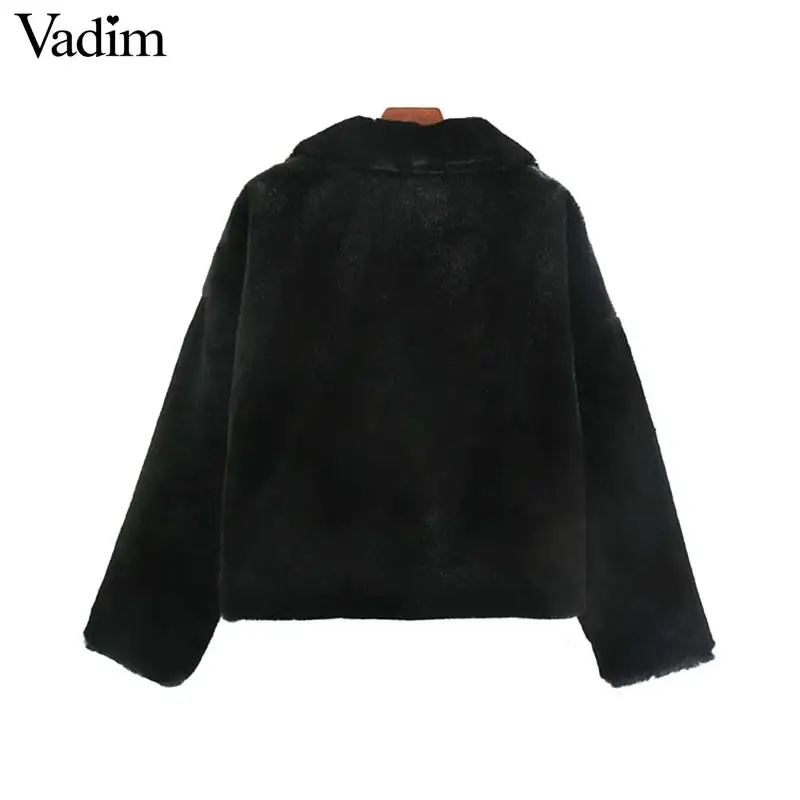 Женское элегантное платье vadim, теплые меховые пальто на молнии с карманами, куртки на кулиске, женская верхняя одежда, одноцветные свободные топы CA597