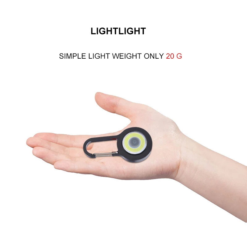 COB карабин с подсветкой светильник брелок висит вспышка карманный фонарь