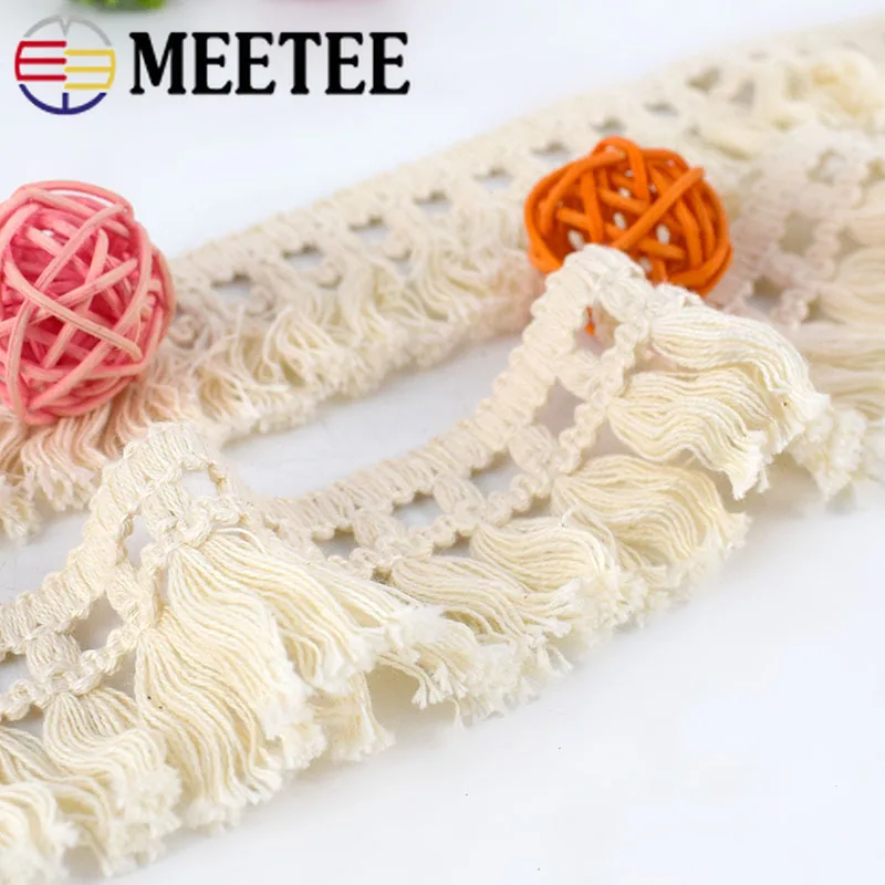 20Meters 45mm Wide Beige Cotton Fringe Lace Trim Fabric Tassel Ribbon DIY Sewing Curtain Edge Home Decor Garment Craft Material | Дом и сад
