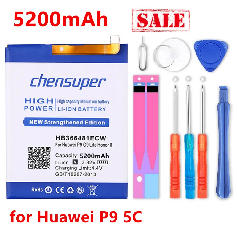 Chensuper 5200 мАч HB366481ECW для Huawei P9 батарея EVA AL00 AL10 TL00 G9 Lite Honor 8 5c