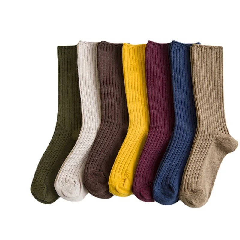 Классические новые свободные носки женские хлопковые вязаные однотонные 200 иглы