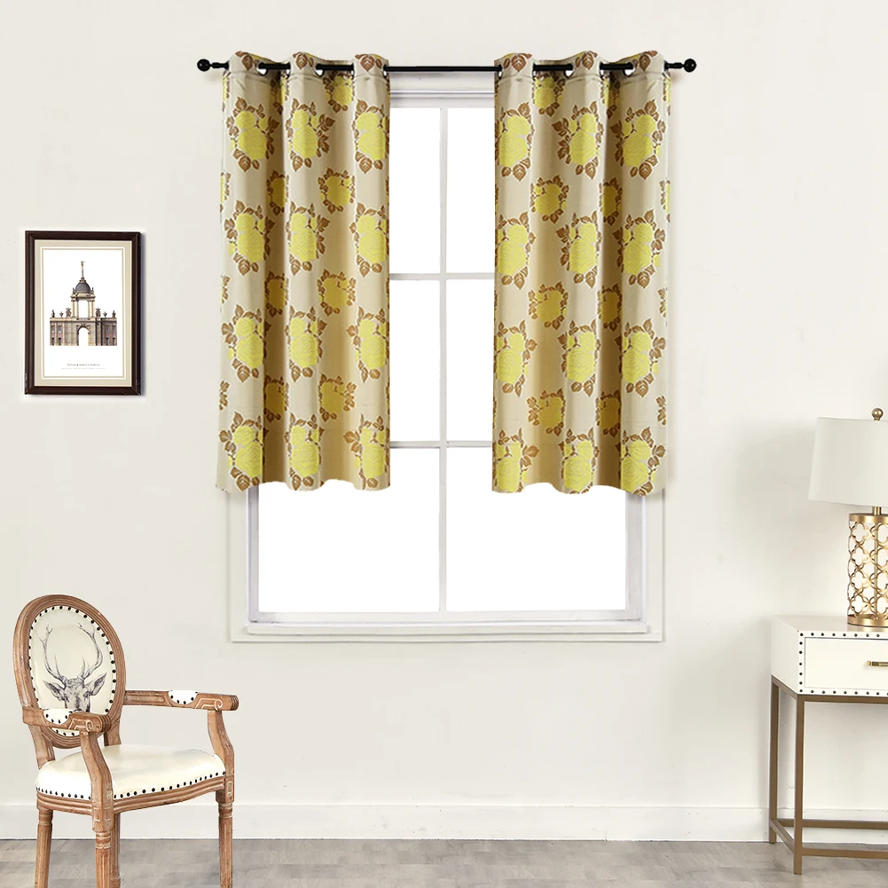 NAPEARL 1 Piece Rose Floral Jacquard Home Decor Short Curtains Valance Grommet Top Elegant Modern Design Cabinet Doors | Дом и сад