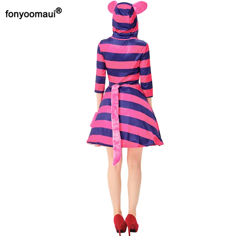 Маскарадный костюм на Хеллоуин милый кошки в фиолетовую и синюю полоску для