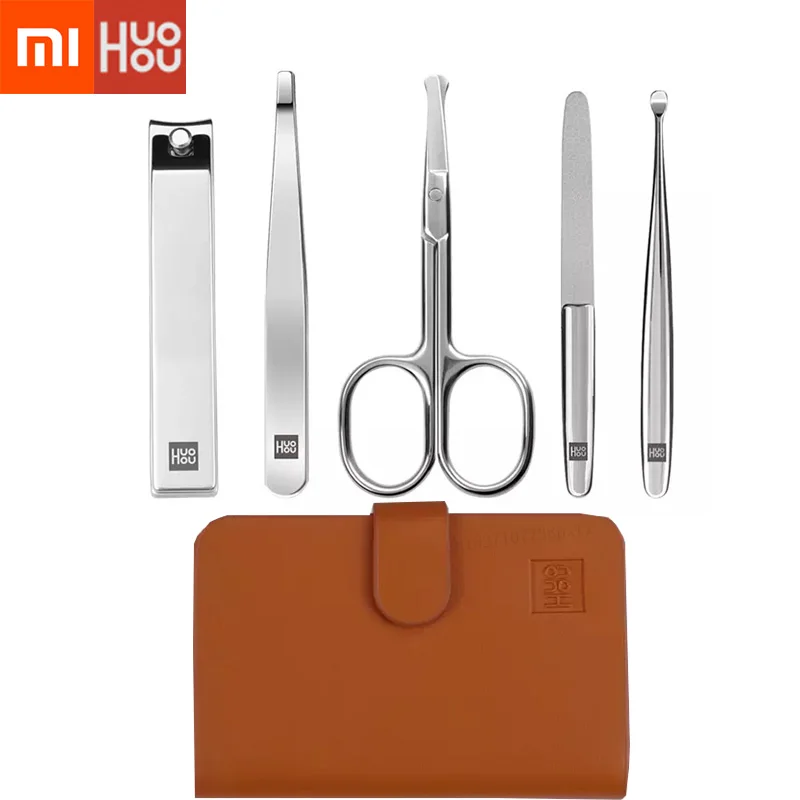 5 шт. новейший Xiaomi Huohou кусачки для ногтей триммер для волос в носу портативный дорожный гигиенический набор из нержавеющей стали набор инструментов для ногтей