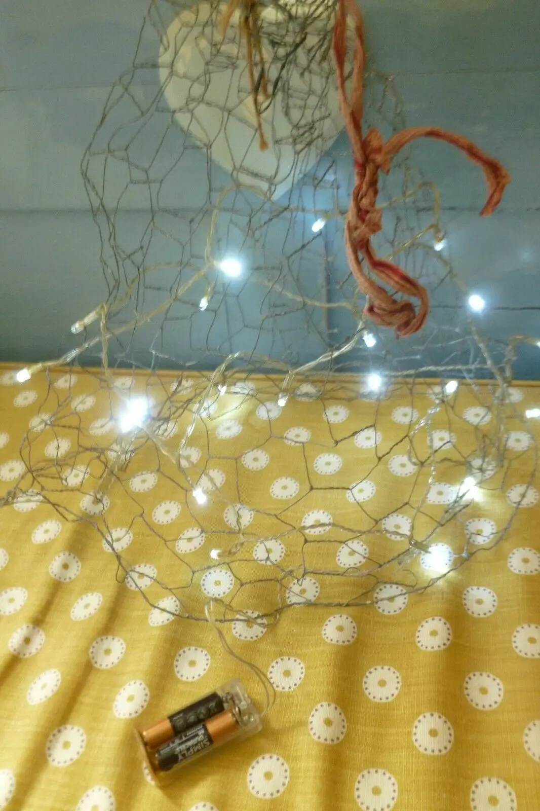 

Wire Christmas hanging bell shape lighting & foliage decoration