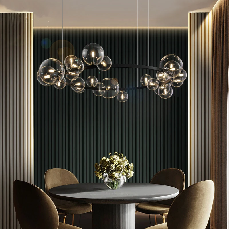 

Moderno burbuja de cristal de techo lámparas nórdica colgante para el salón lámparas de iluminación LED para restaurante