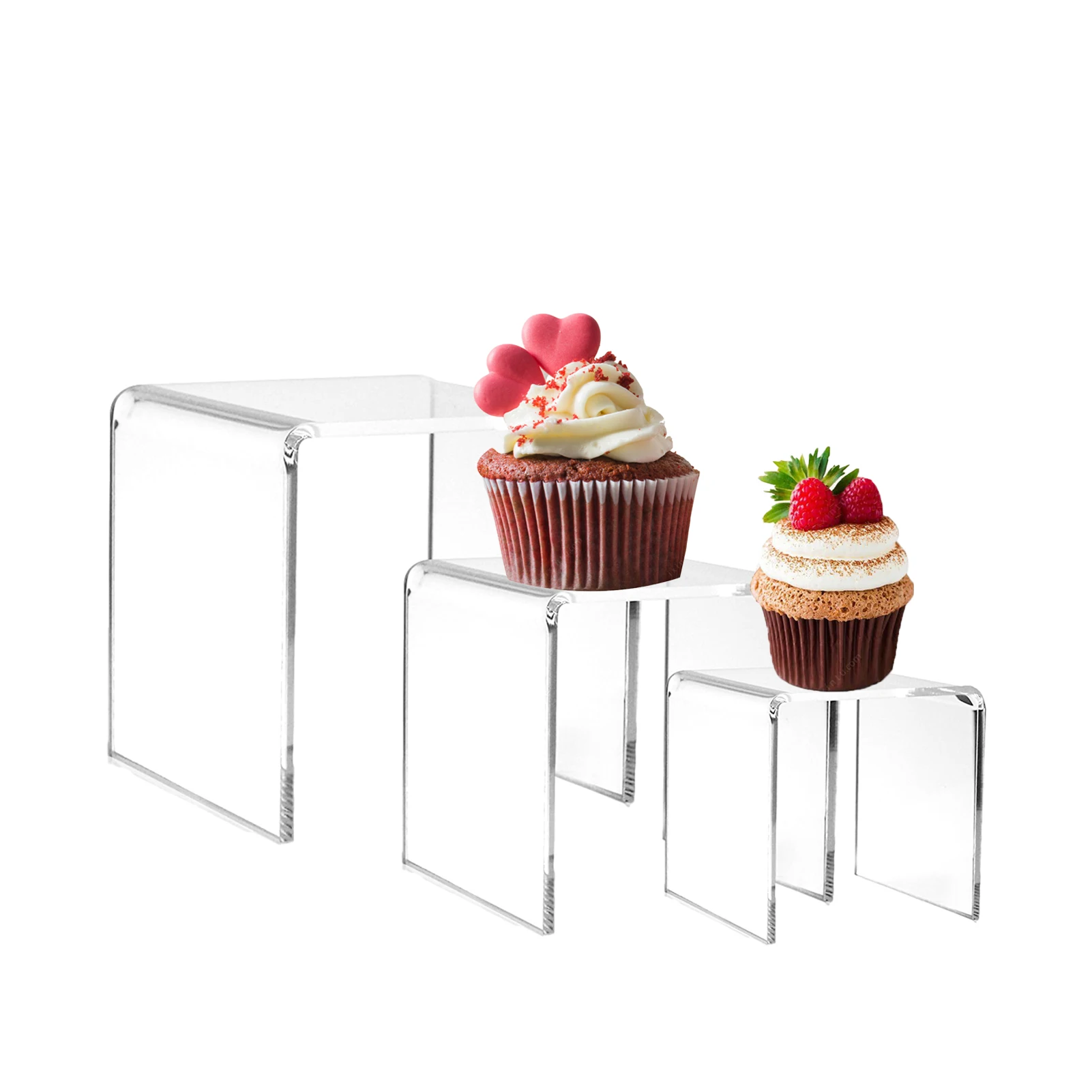 

Прозрачная акриловая витрина из 3 предметов, подставка для десертов и тортов, прозрачная подставка для ювелирных изделий и часов, домашняя с...