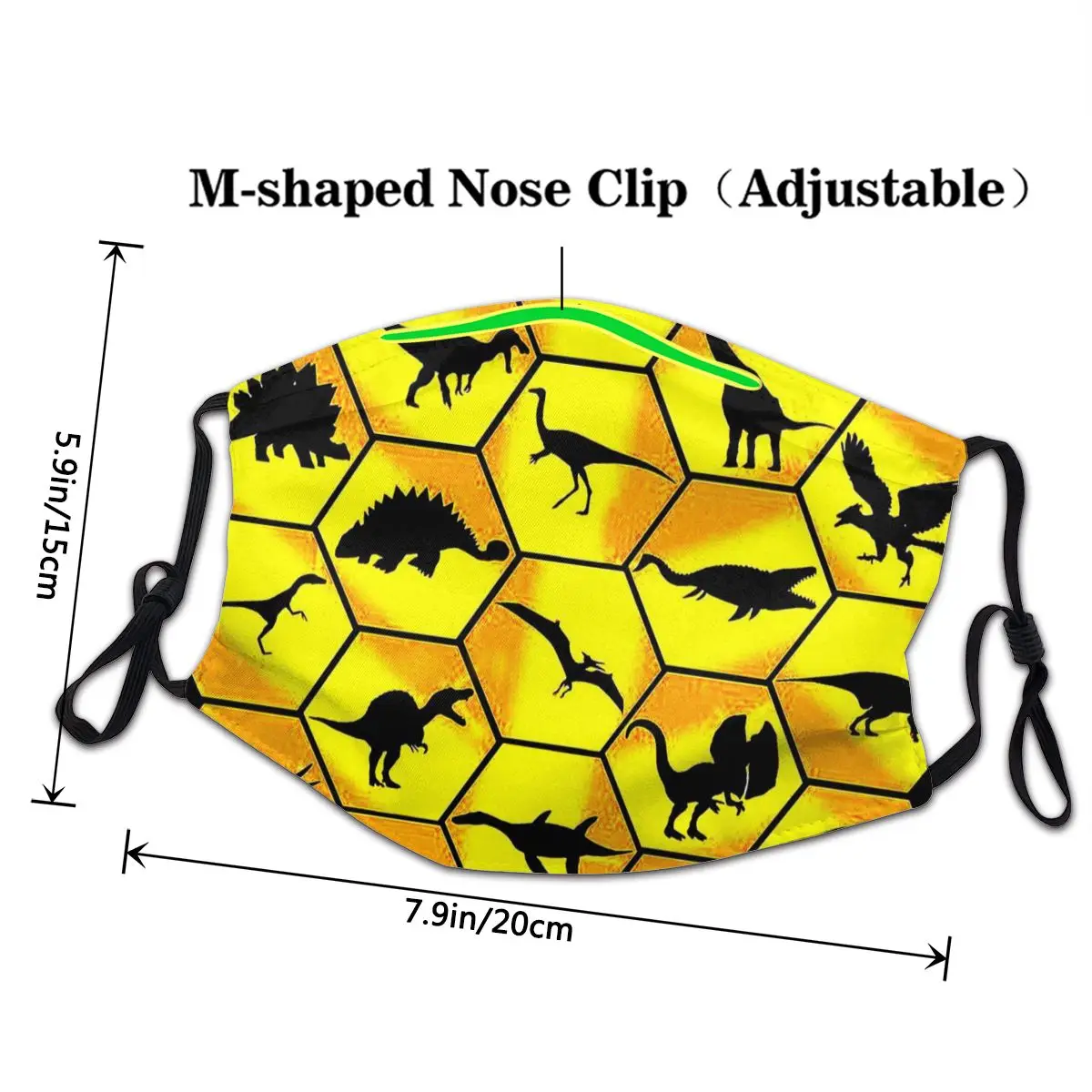 Маска для рта с динозаврами стирающаяся маска янтарного цвета потайным