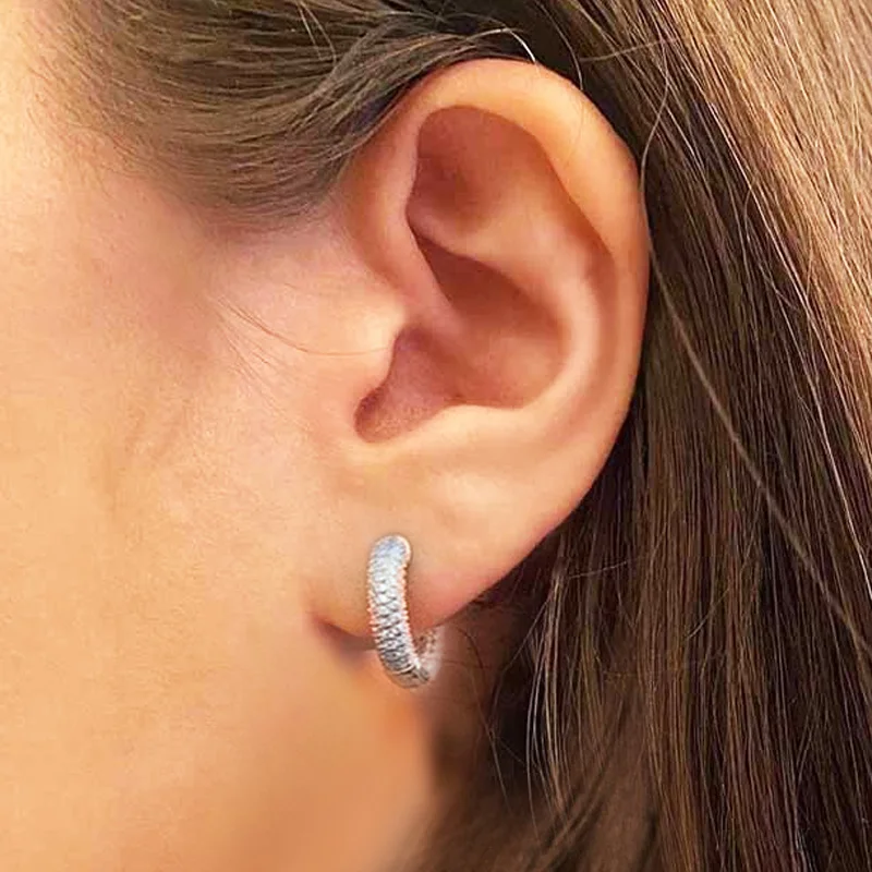 

Top Quality CZ Crystal Hoop Earrings Women 3 Colors Luxury Circle Earring Wedding Party Daily for Women New Season Jewelry