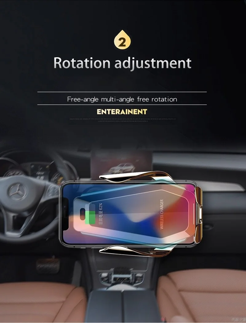 fashion 10w car qi wireless charger for iphone xs x 8 with ambient flowable led light car phone holder for samsung s9 s10 huawei free global shipping