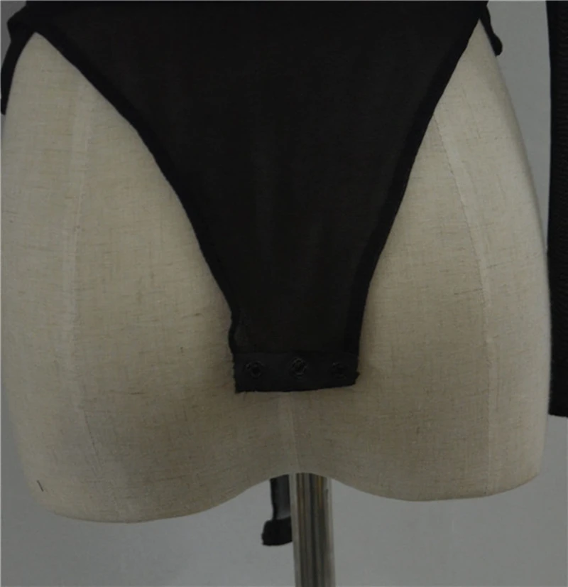 Взрослый Для женщин белье Одна деталь ажурные с длинными рукавами боди высоким