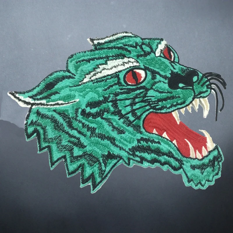 1 шт. хлопчатобумажные нашивки с изображением зеленого волка для одежды детская