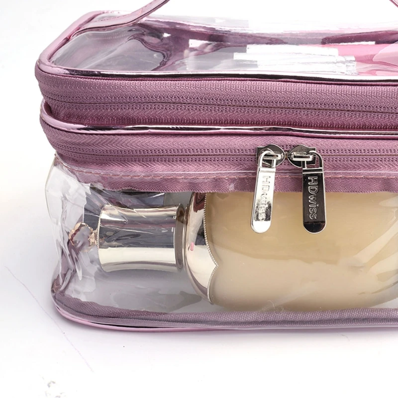 

Portable Clear Makeup Bag Zipper Cosmetics Bags Transparent Travel Storage Pouch PVC Bathroom Toiletry Organizers With Handle