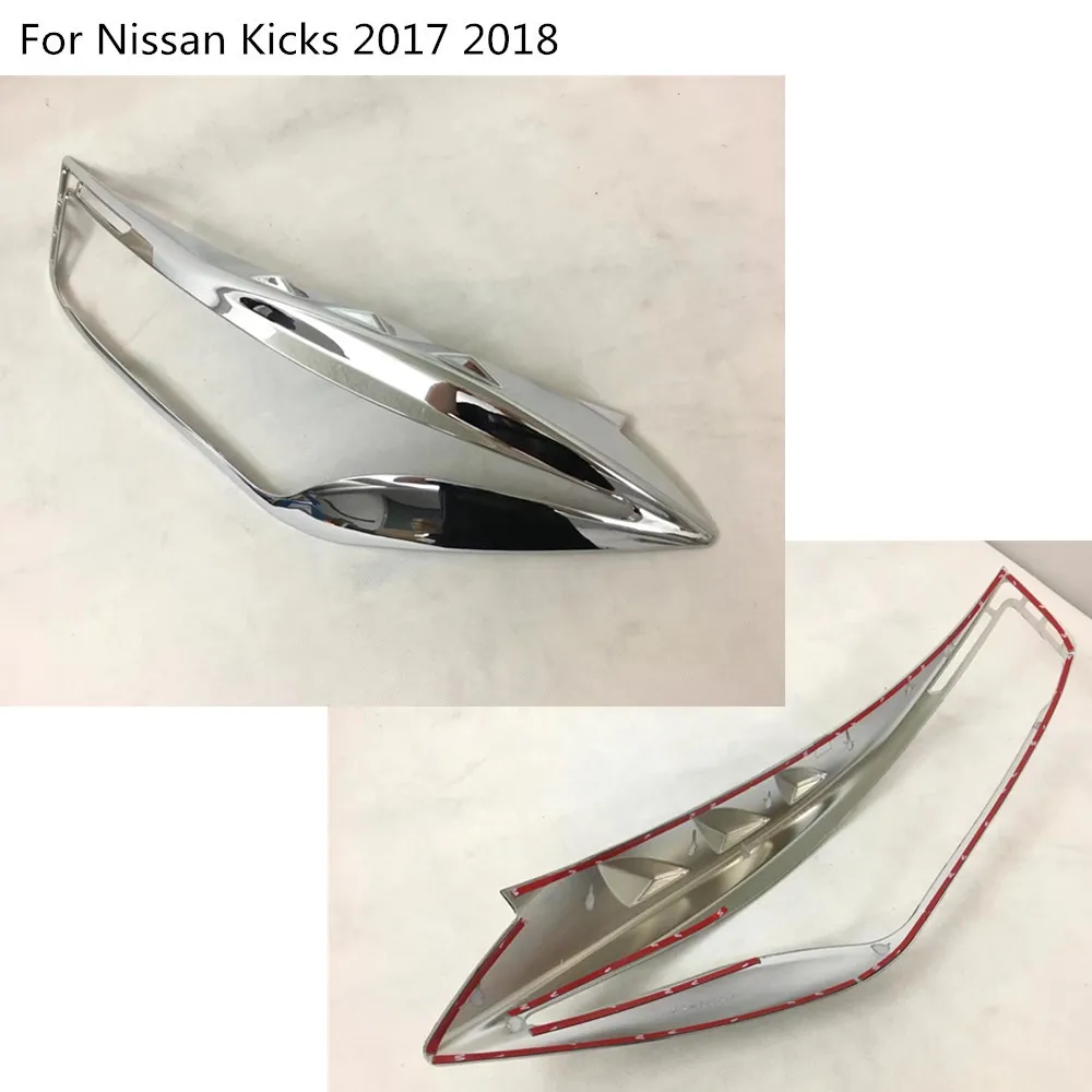 Для Nissan Kicks автомобильный корпус Стайлинг Обложка детектор ABS Хром Передняя головка свет лампы отделка рамка 2 шт