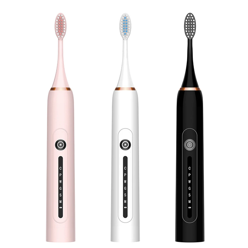 

Sonic Rechargeable Electric Toothbrush with 4 Replacement Brush Heads 2 Minutes Timer 6 Modes Adult Ultrasonic Teeth Brushes