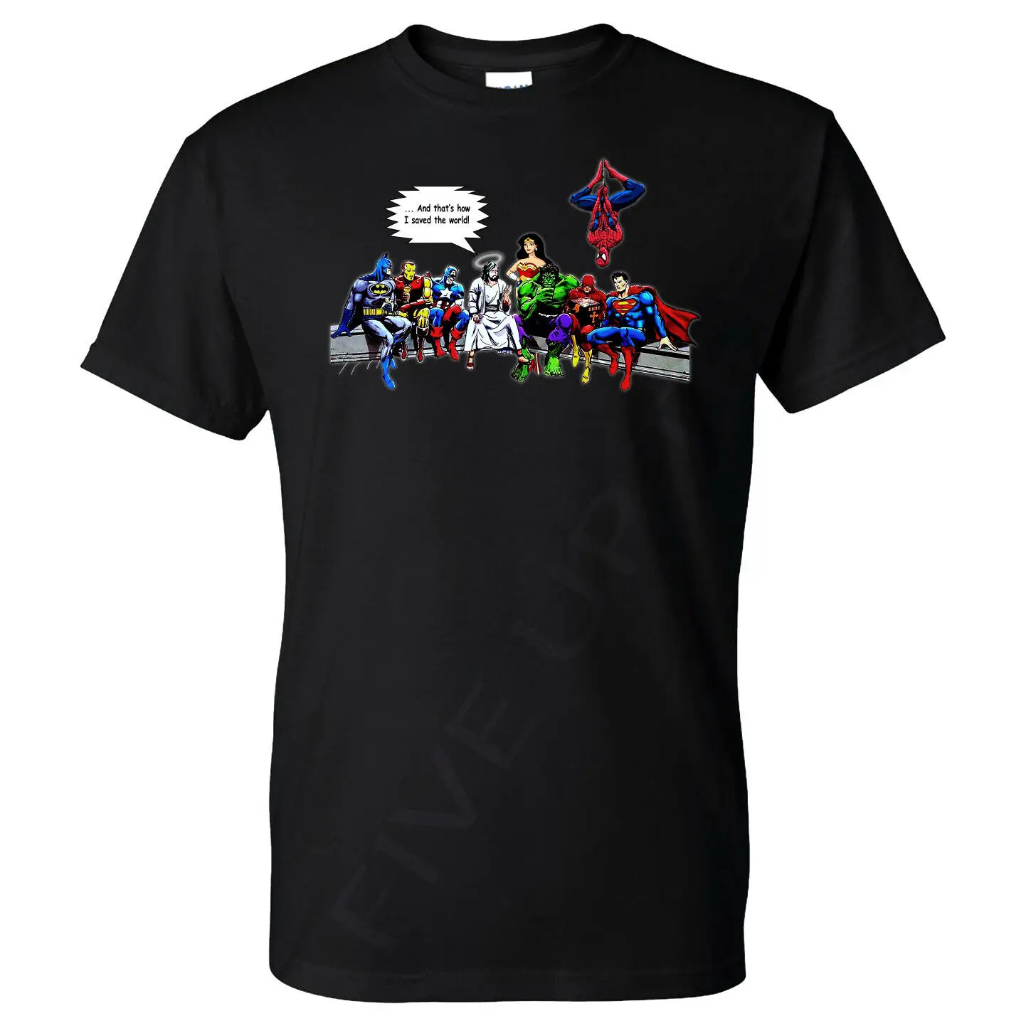 И вот как я спасал мир Иисуса Мстителей футболки супергероев всех цветов!| |