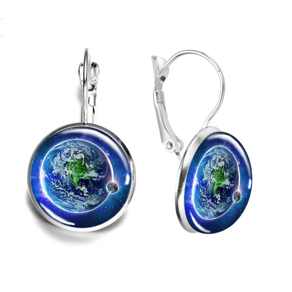 Сережки со стеклянным куполом и изображением планеты земли | Украшения