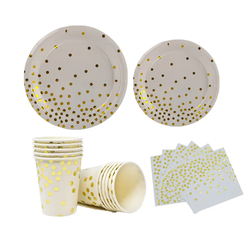 Украшение для дня рождения одноразовая скатерть с позолотой в Золотой горошек