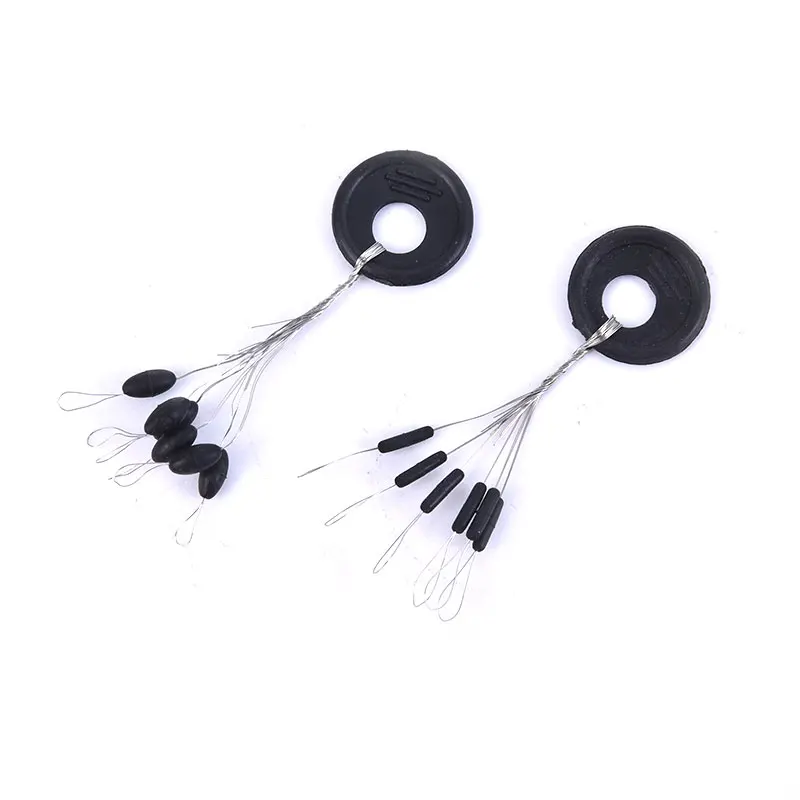 

10Pcs 6 In 1 Size XS-L Black Rubber Stopper Fishing Bobber Float Space Bean Stopper Folat Line Stoppers Bobber Stops