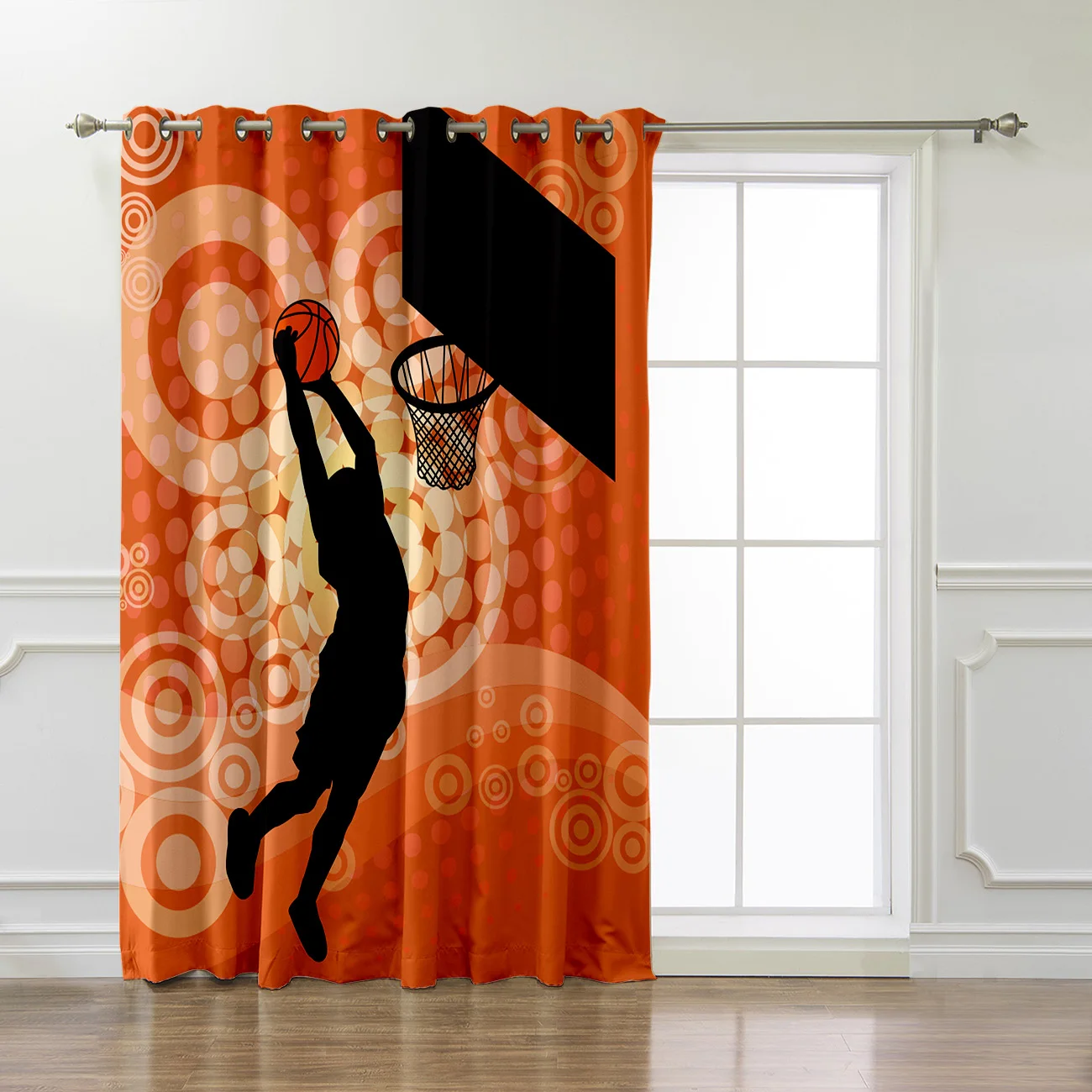 Спортивные оранжевые шторы для баскетбола стрельбы большие оконные темные
