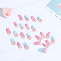 2021 new coffin head natural fire flame nail tips 24 pcset fake nails full cover manicure tool