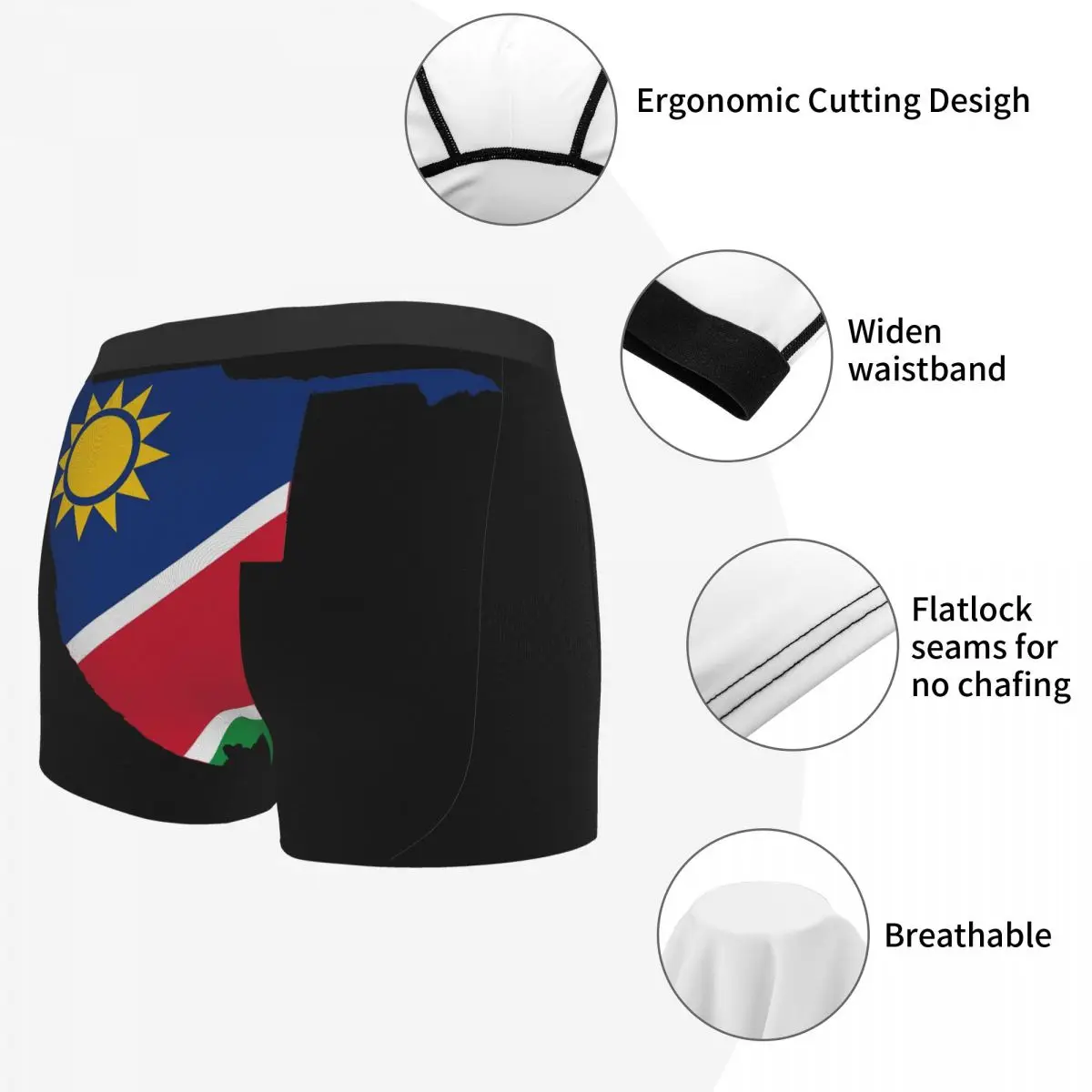 Flag Map Of Namibia Men's Boxer Briefs R301 Graphic elastic pants for men