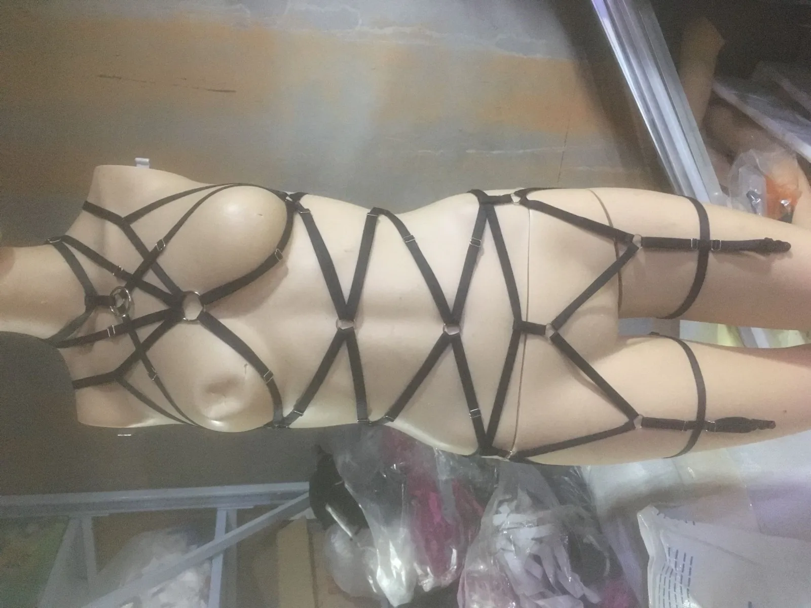 

Women Sexy Lingerie Cropped Punk Straps Lingerie Stretch Gothic Garter Rave Sexy Crazy Night Underwear Hollow Out Lenceria Porno