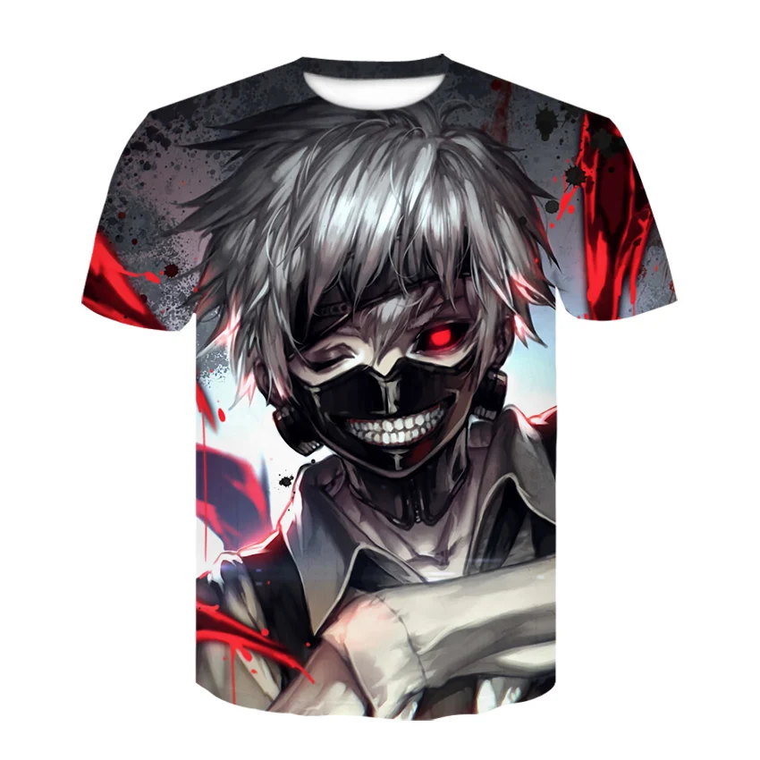 Токийский Гуль аниме Половина лица Kaneki Ken 3d печать футболка мужские хип хоп с