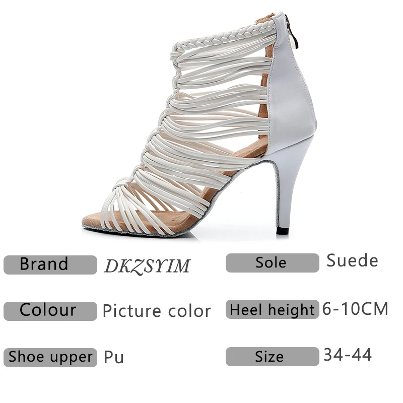 DKZSYIM/бальные туфли для латинских танцев Женские профессиональные ботинки Белые