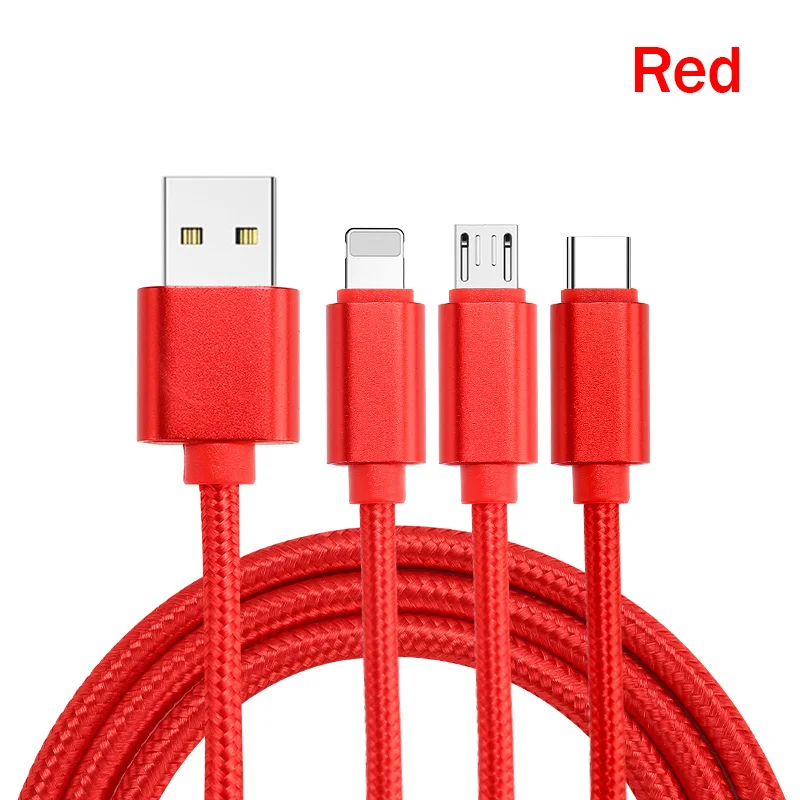 3 в 1 USB кабель для iPhone X Быстрая зарядка микро кабель для samsung type C кабель синхронизации данных для huawei Xiaomi телефон зарядное устройство Шнур - Цвет: Red