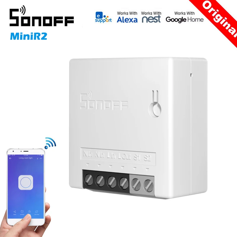 

SONOFF MINIR2 Wifi Smart Mini R2 переключатель двухсторонние модули автоматизации проводки, совместимые с eWelink Alexa Google Home