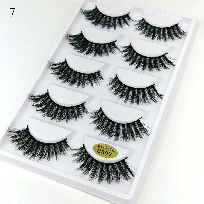 

5 Pairs Fake Mink Eyelashes 3D Natural False Eyelashes Soft Eyelash Extension Soft Lashes Extended Makeup Set Reusable
