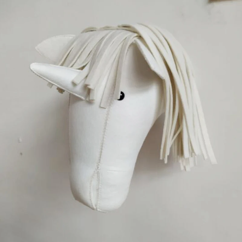 Unicorn Украшение на стену в виде головы животного, ручная работа, войлочные головы животных, настенная комната для маленьких мальчиков, детская комната, декор для детской комнаты, голова льва, тигра, Настенный декор - Цвет: Unicorn