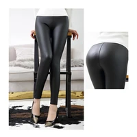 everbellus high waist leather leggings for women black lightmatt thinthick femme fitness pu leggings sexy push up slim pants