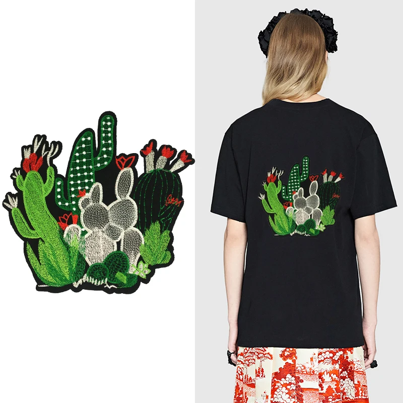 

2Pcs Fashion green EmbroiderycactusPatches for clothesUsed for DIY jean jacketdecorationPatch Ironing Sewing accessories